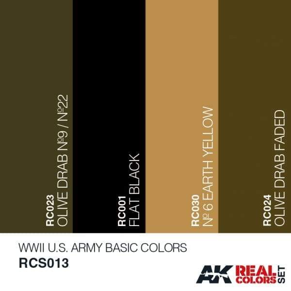 AK Interactive Real Colours WW2 U.S.ArmyBasic Colours Set