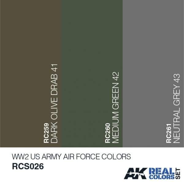 AK Interactive Real Colours WW2 US ArmyAir Force Colours Set