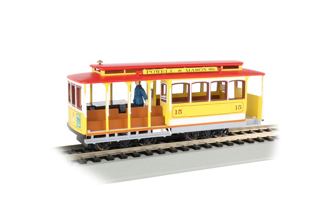 Bachmann Cable Car Yellow & Red w/Grip Man, HO Scale