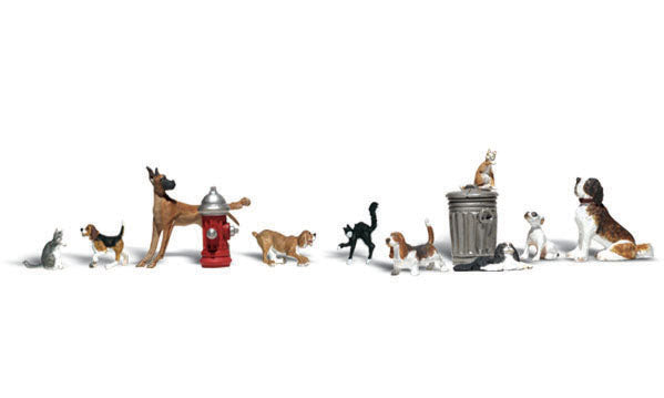 Woodland Scenics Dogs & Cats, 10 Figures, HO Scale
