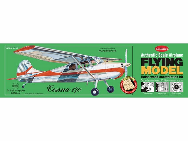 Guillows Cessna 170 1:18 Scale Balsa Model Kit, 609mm WS
