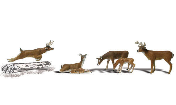 Woodland Scenics Deer, 6 Figures, HO Scale