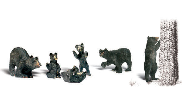 Woodland Scenics Black Bears, 6 Figures,HO Scale