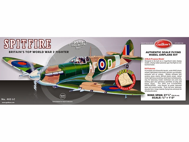 Guillows Supermarine Spitfire 1:16 ScaleLaser Cut Model Kit, 701mm WS
