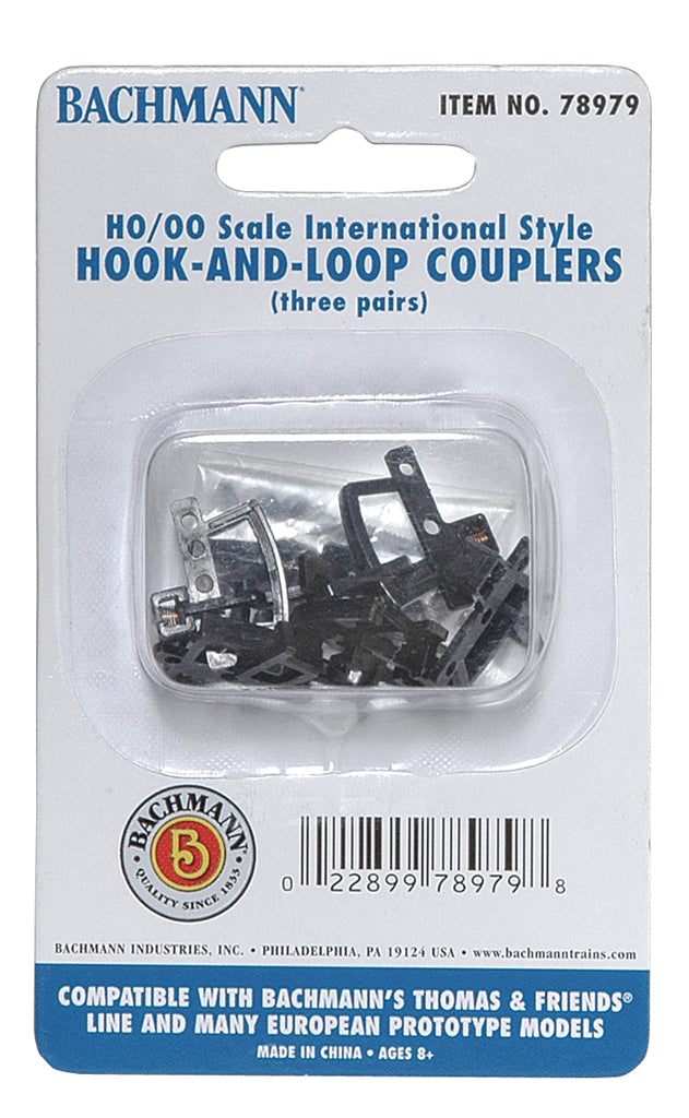 Bachmann Couplers Hook & Loop, suits Thomas & Friends R/Stock, 3pr. HO