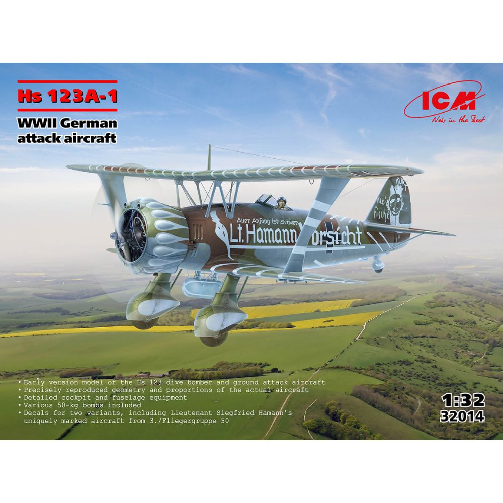 ICM 1:32 Hs 123A-1, WWII German attack aircraft