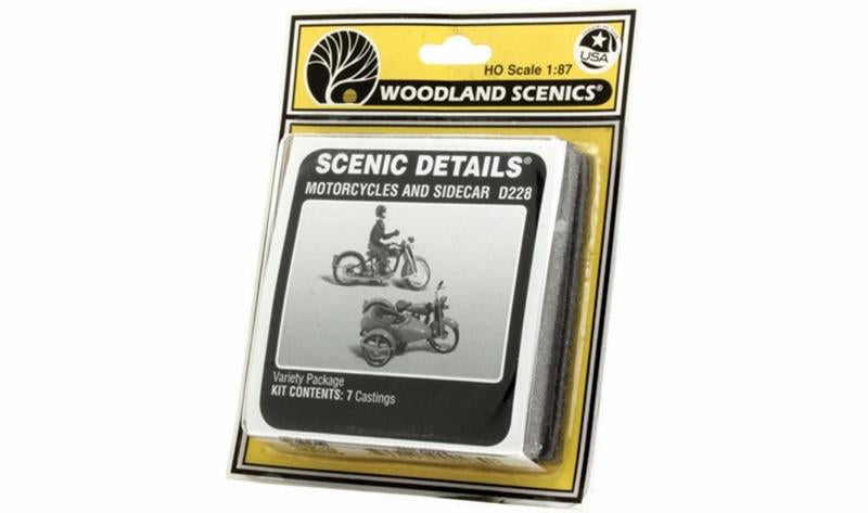 Woodland Scenics Motorcycles & Sidecar Sc Detls, HO Scale