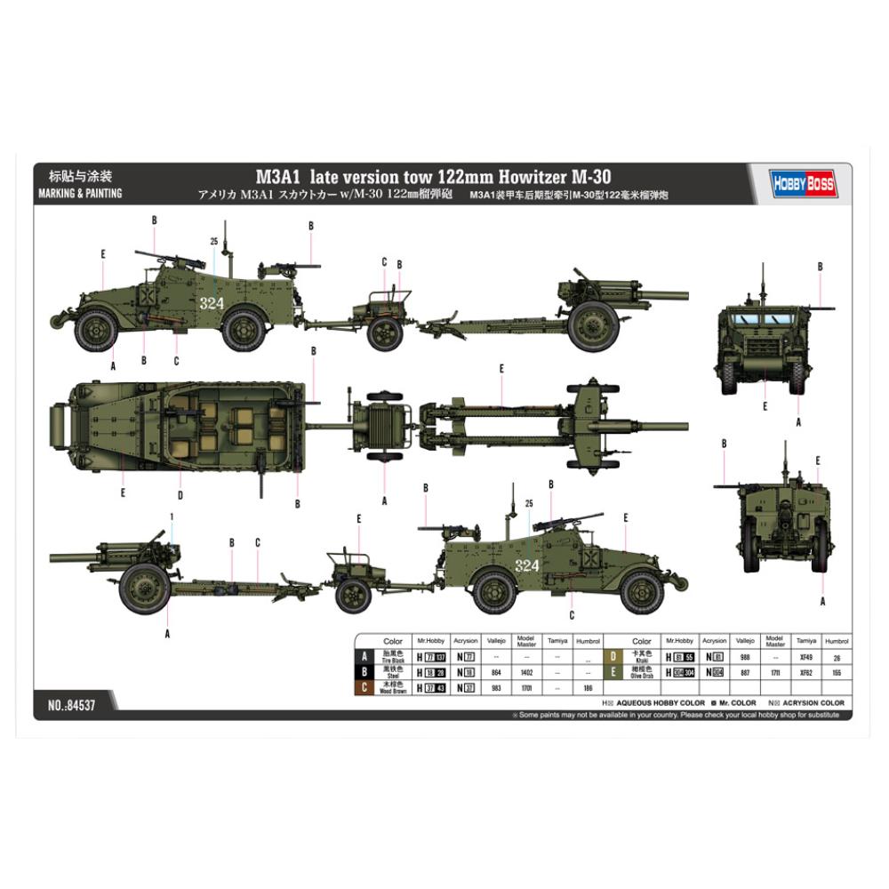 Hobbyboss 1:35 M3A1 Howitzer M-30 Late Version Tow 122mm