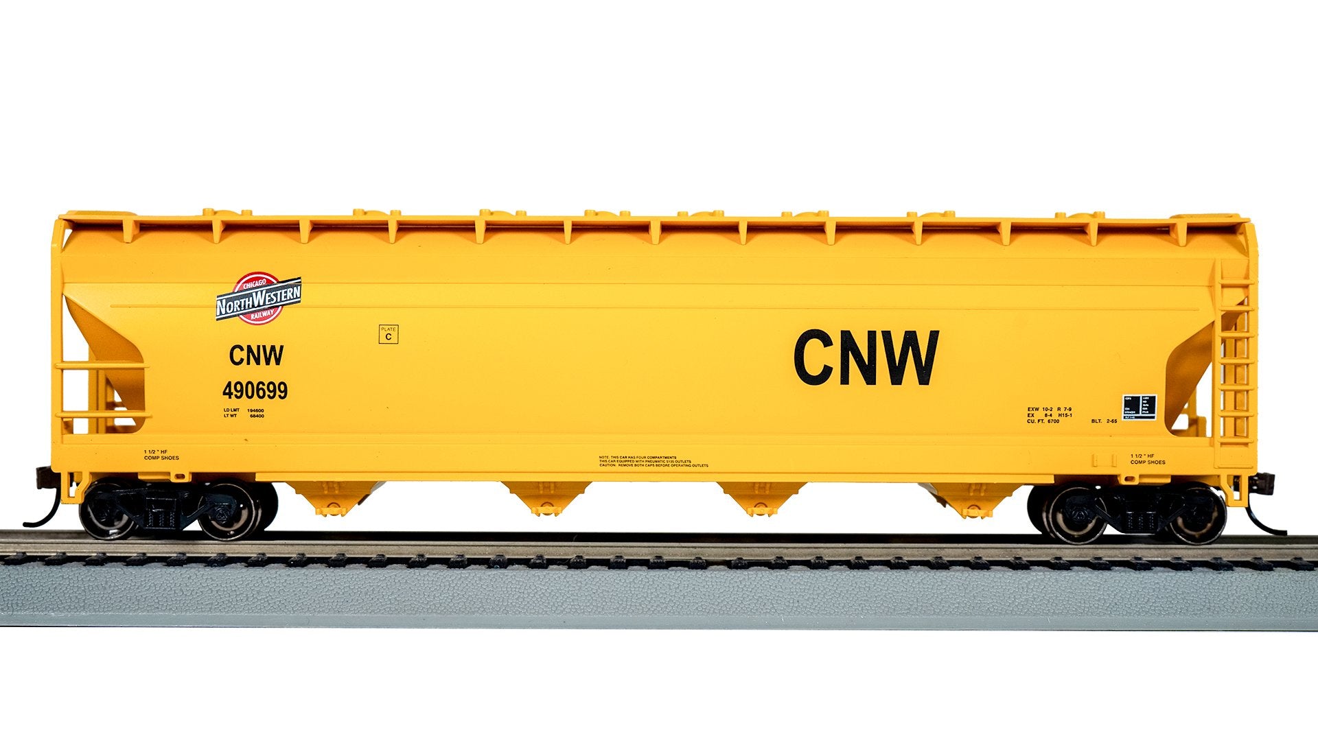 Bachmann Chicago & N/Western #490659 ACF56ft Ctr Flow Cvrd Hopper. HO