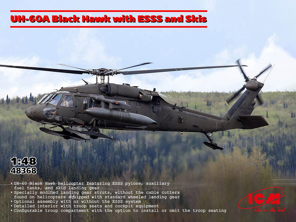 ICM 1:48 UH60A Black Hawk w/ESSS & Skis