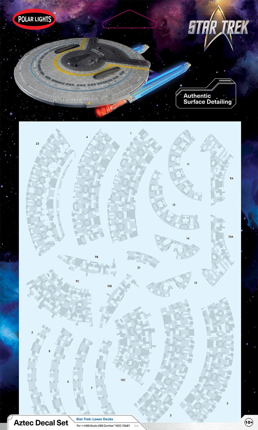 Polar Lights 1:1400 Star Trek USS Cerritos Aztec Decal Set