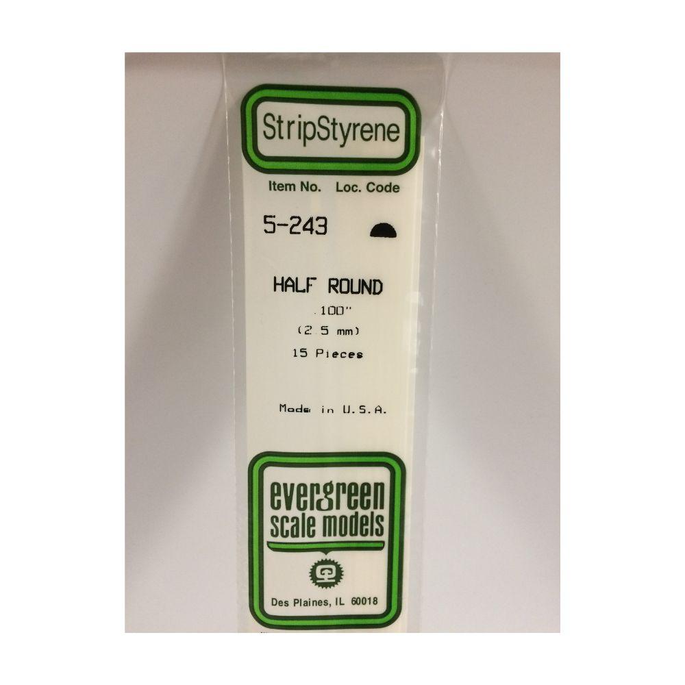 Evergreen Plastic Half Rnd .100(2.5 Mm) (3)