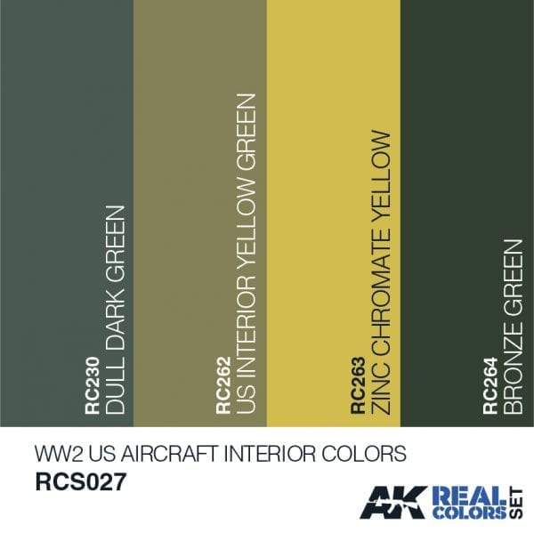 AK Interactive Real Colours WW2 US Aircraft Interior Colours Set