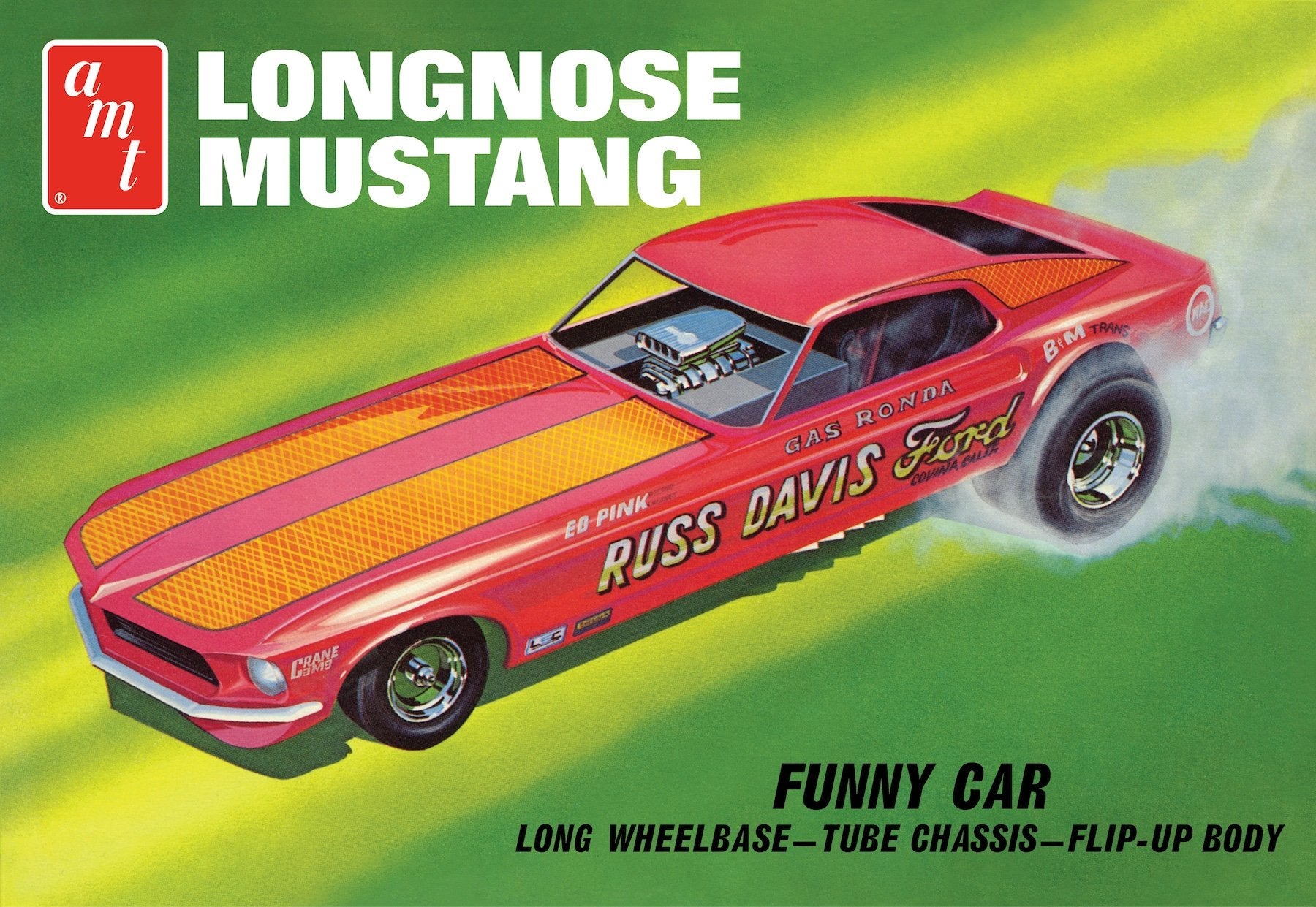 AMT 1:25 1969 Ford Mustang Long Nose Funny Car "Gas Ronda"
