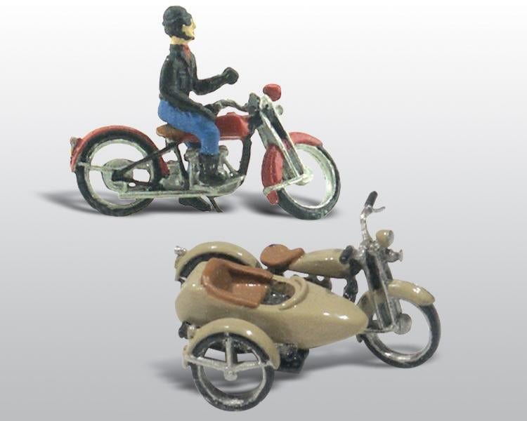 Woodland Scenics Motorcycles & Sidecar Sc Detls, HO Scale