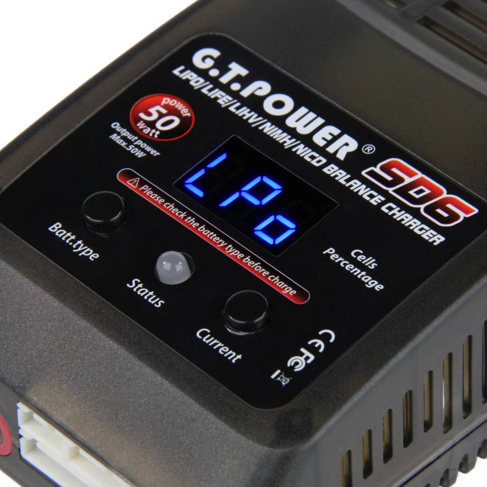 GT SD6 Charger 6AMP LIPO,LIFE, LIHV,NICDBal Chgr, 100-240V AC, 50W