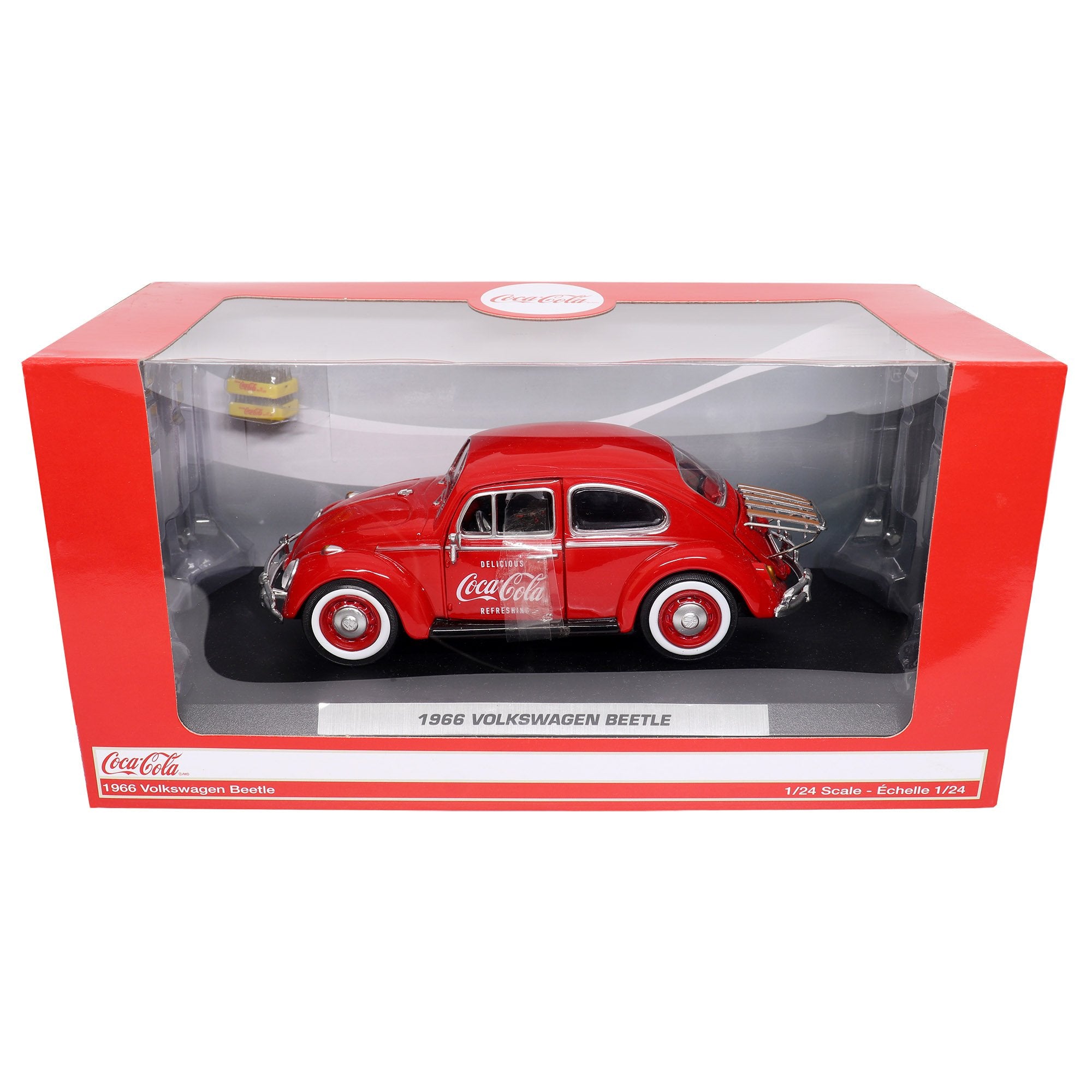 Motorcity Classic 1:24 1966 VW Beetle w/rear luggage rack & cases
