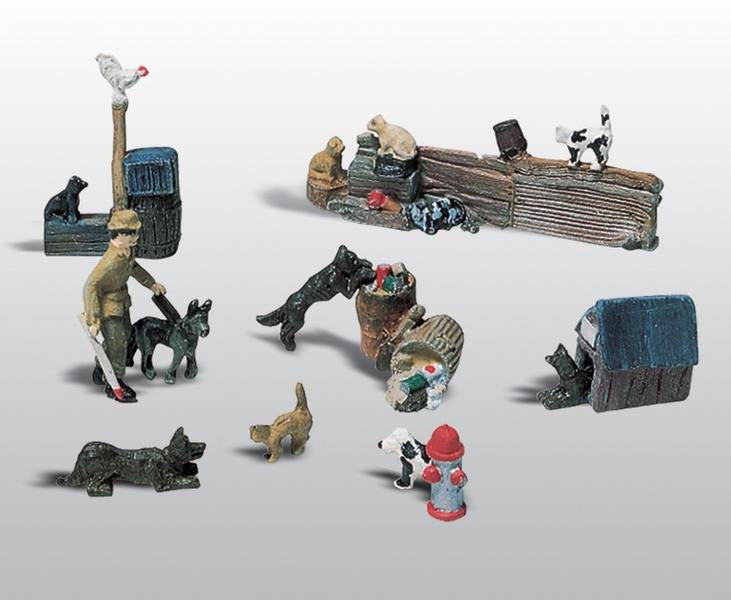 Woodland Scenics Cats & Dogs Sc Details, HO Scale