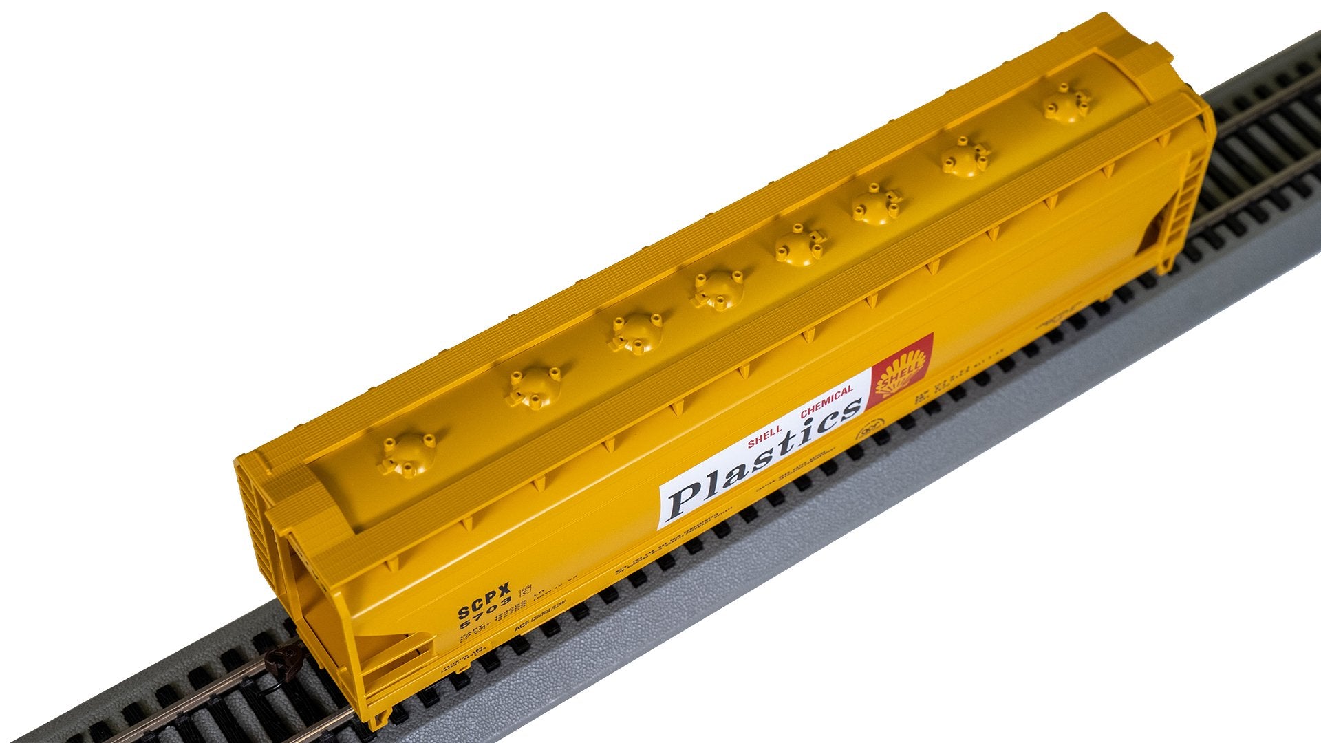 Bachmann Shell Chemical Plastics #5703 56ft ACF Ctr Flow Cvrd Hoppr HO