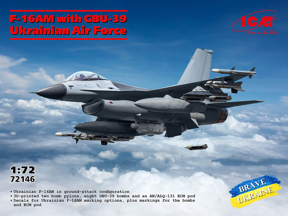 ICM 1:72 F16AM with GBU39 Bombs Ukrainian