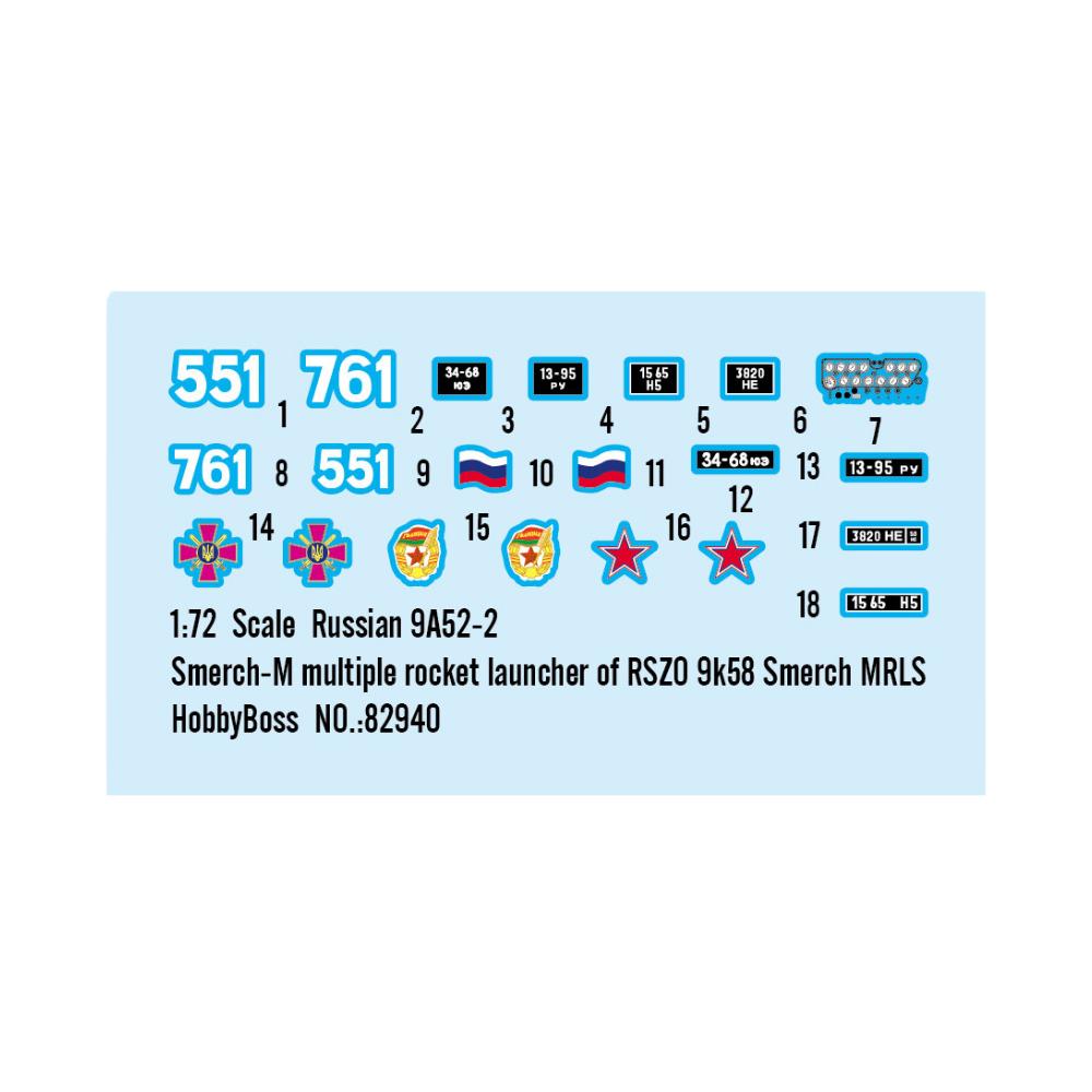 Hobbyboss 1:72 Russian 9A52-2 Smerch MRocket Launcher