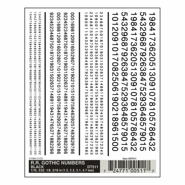 Woodland Scenics Rr Gothic Numbers - Black