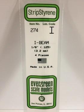 Evergreen Plastic I-Beam .125(3.2 Mm)-4