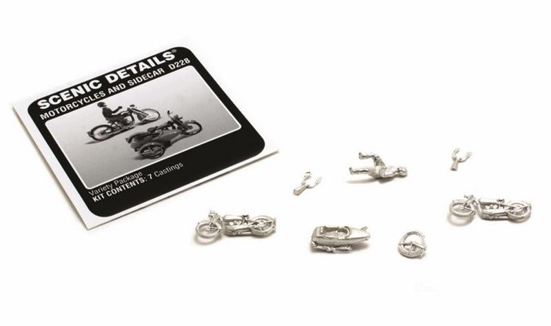 Woodland Scenics Motorcycles & Sidecar Sc Detls, HO Scale