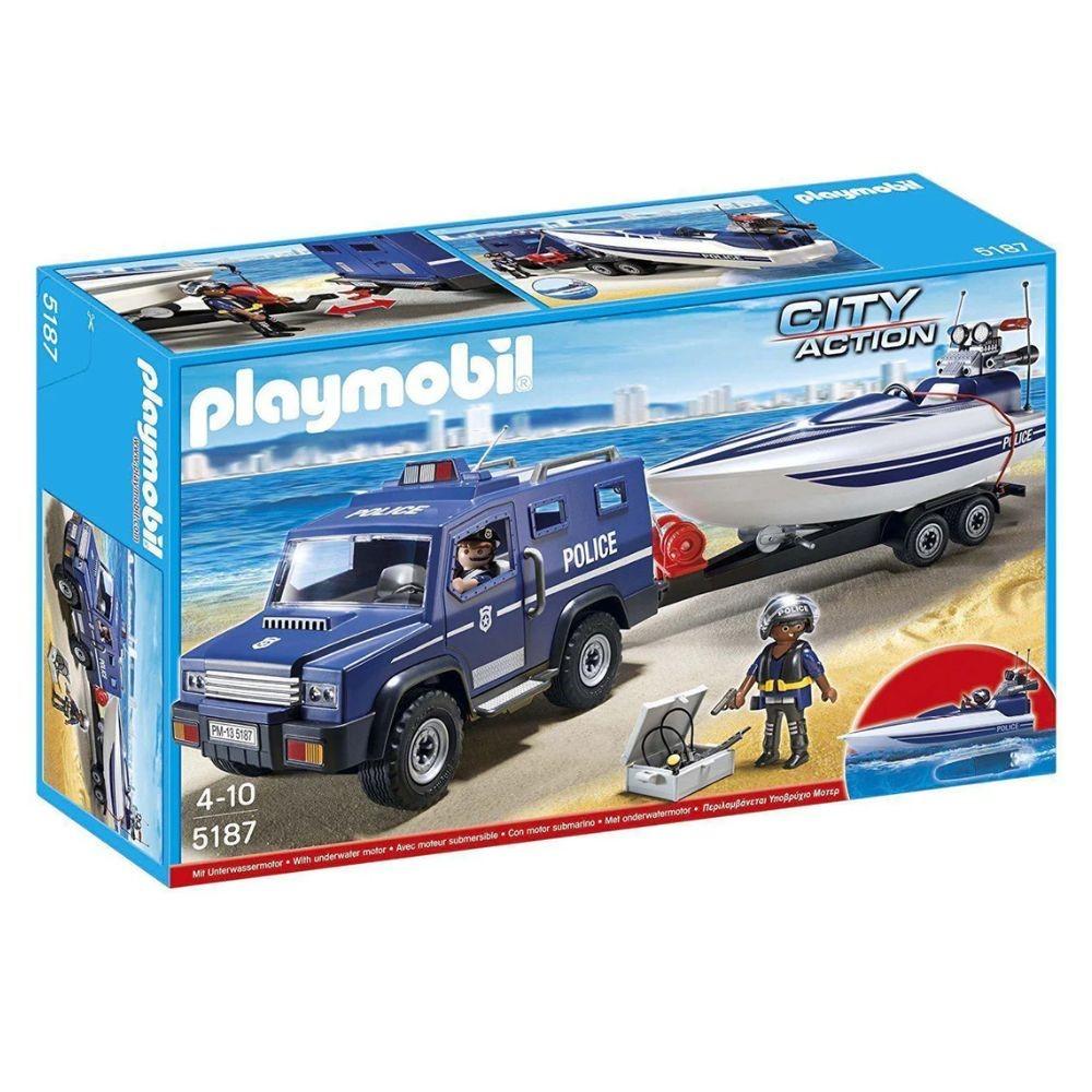 Playmobil Police Truck with Speedboat