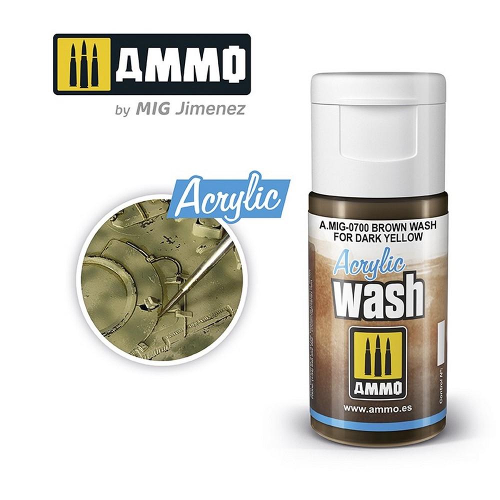 Ammo Acrylic Wash Brown for Dark Yellow15ml