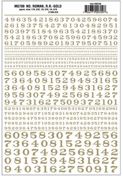 Woodland Scenics Numbers Roman Rr Gold Dt