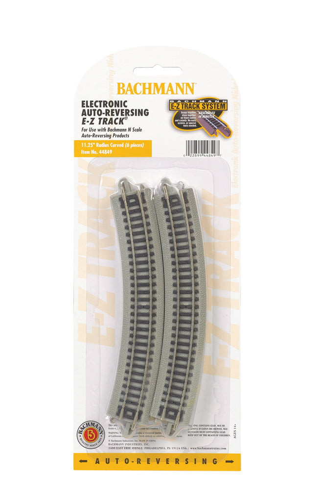 Bachmann Nickel Silver Auto Reversing 11.25" Rad. Curved Trk, 6pcs, N