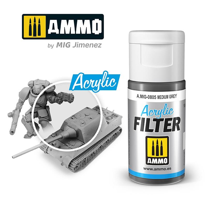 Ammo Acrylic Filter Medium Grey 15ml