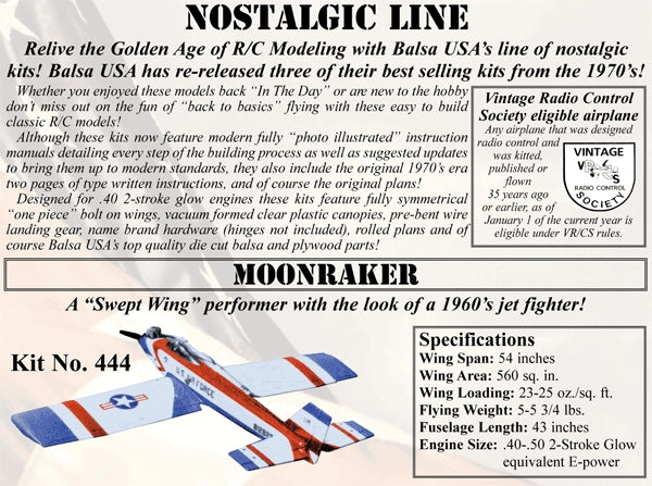 Balsa Usa Moonraker Kit 1372Mm Sp. .40-.50 2C  *