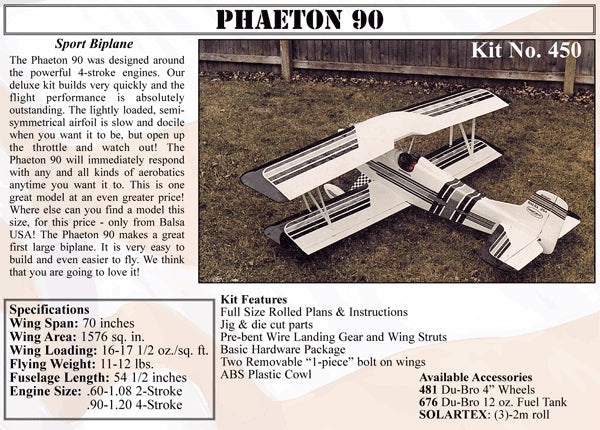 Balsa Usa Phaeton 90 Kit 70 Ws 60-1.08/90-1.20