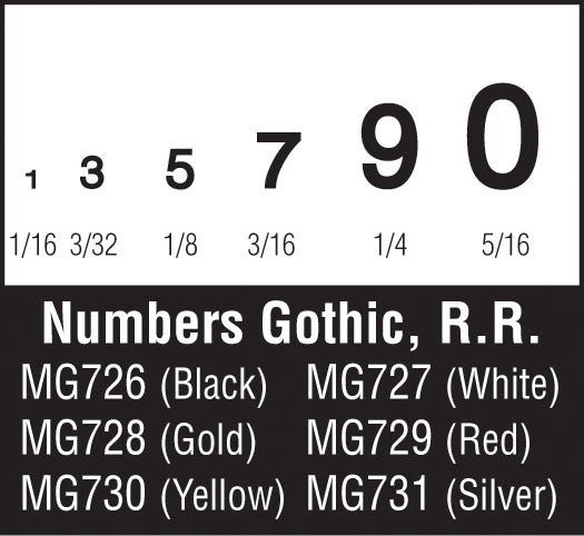 Woodland Scenics Numbers Gothic Rr GoldDt
