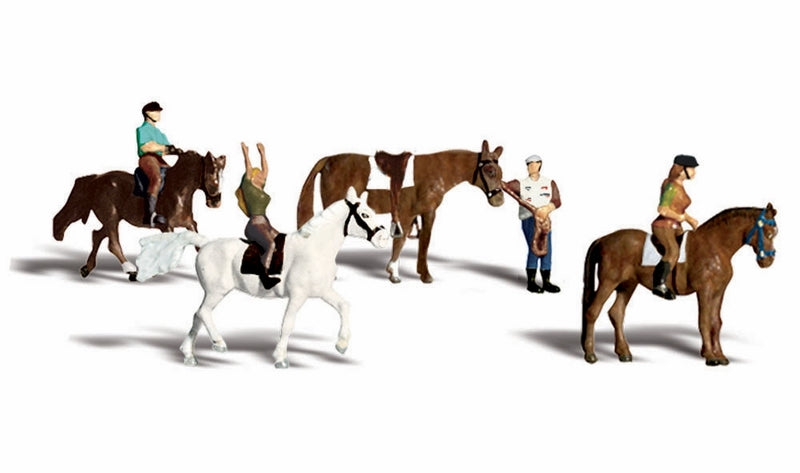 Woodland Scenics Horseback Riders, 4 Horrses & Riders, HO Scale