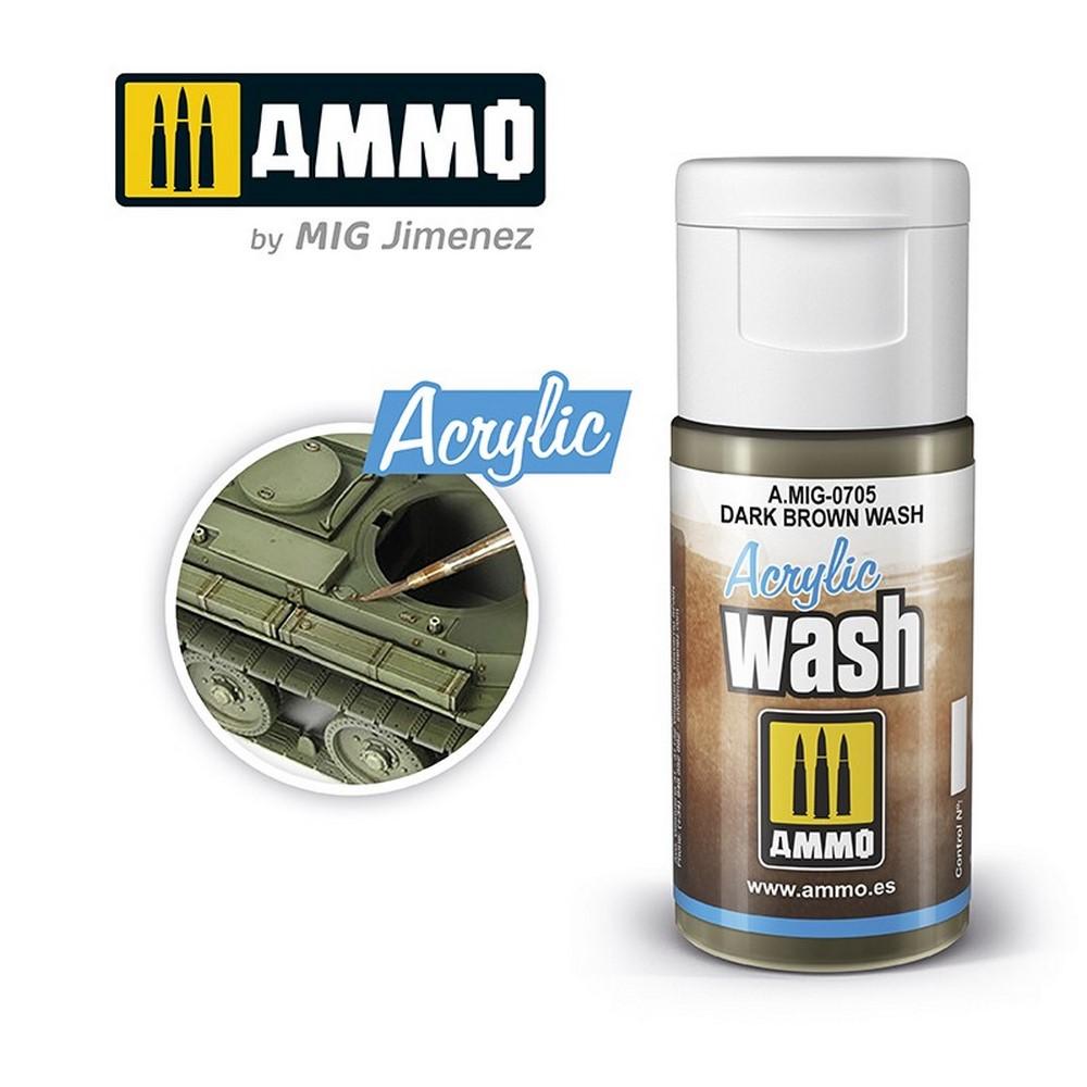 Ammo Acrylic Wash Dark Brown 15ml