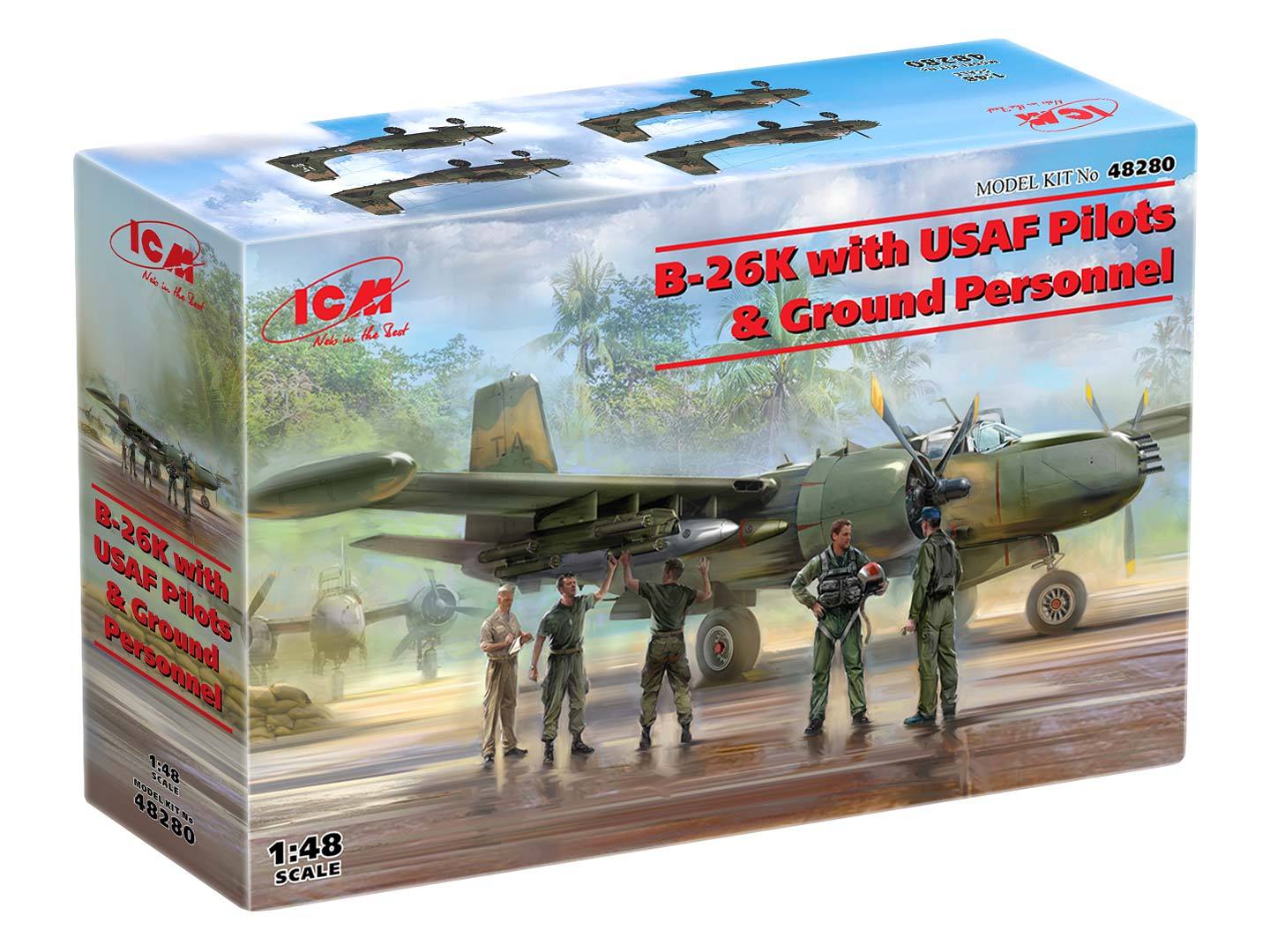 ICM 1:48 B-26K Counter Invader with USAFPilots and Ground Support