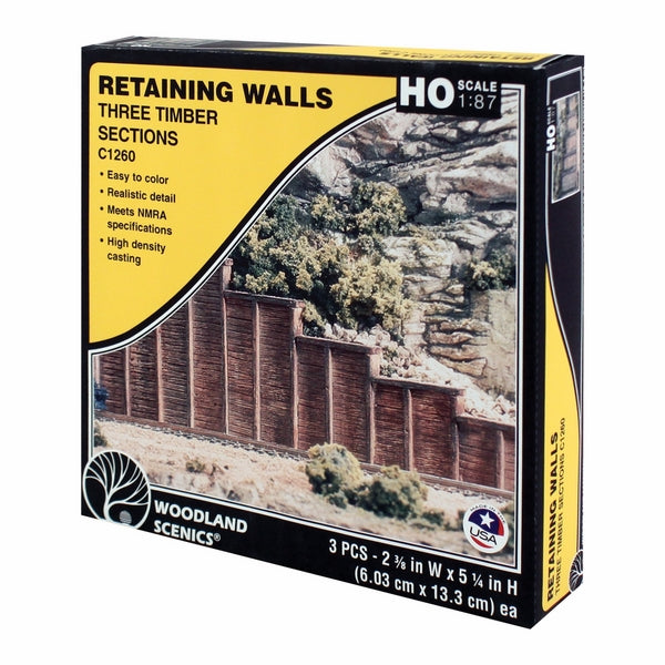 Woodland Scenics Ho Retain Wall Timber 3Ea *
