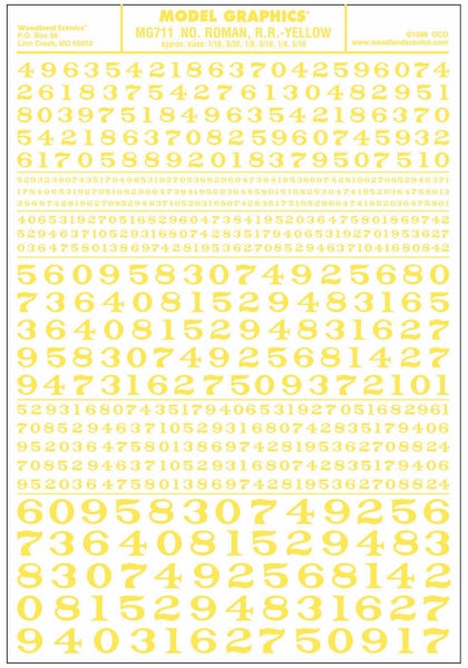 Woodland Scenics Numbers Roman Rr YellowDt