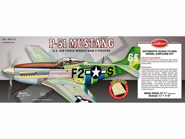Guillows P51D-Mustang 1:16 Scale Laser Cut Balsa Model Kit, 705mm WS