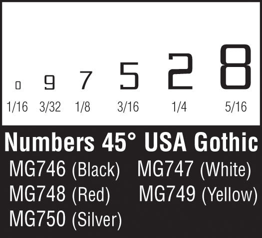 Woodland Scenics 45°Usa Gothic Numbers White Dt