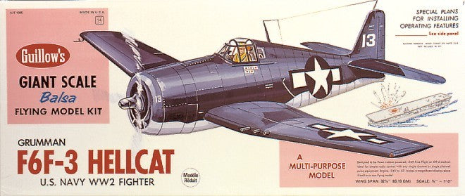 Guillows Grumman F6F-3 Hellcat 1:16 Scale Balsa Model Kit, 832mm WS