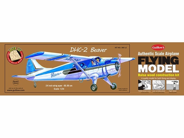 Guillows DHC-2 Beaver1:24 Scale Laser Cut Balsa Model Kit, 609mm WS
