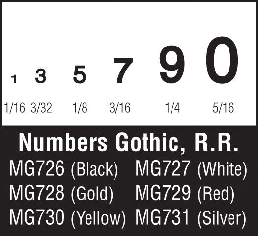 Woodland Scenics Numbers Gothic Rr Yellow Dt