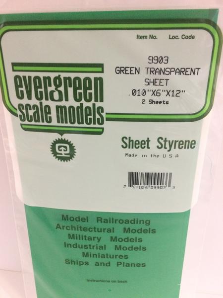 Evergreen Styr Sheets 6X12 Green .010-2
