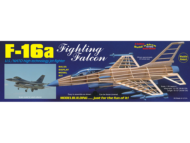 Guillows F-16A Fighting Falcon 1:30 Scale, Balsa Model Kit, 308mm WS