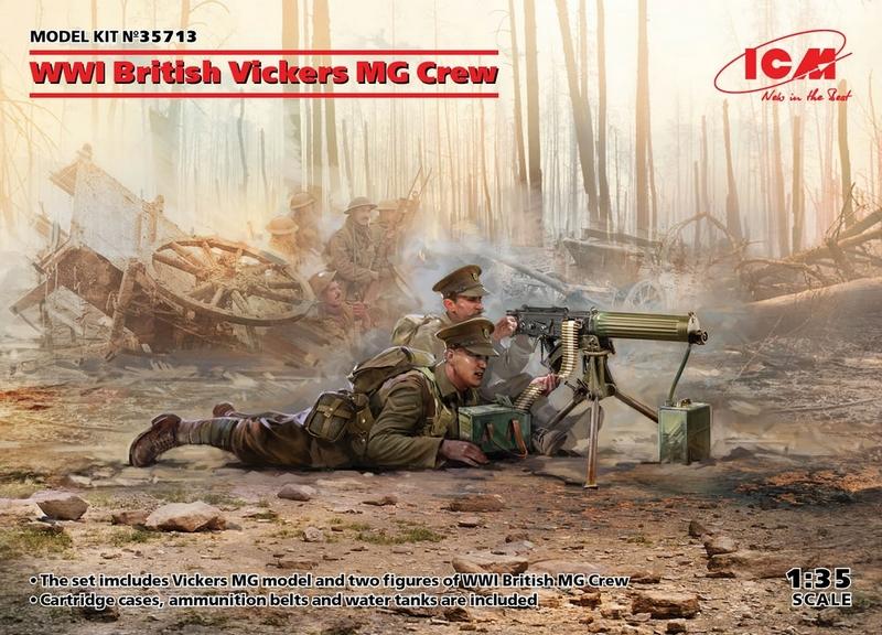 ICM 1:35 Wwi British Vickers Mg Crew(Mg2)