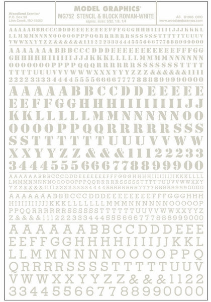 Woodland Scenics Stencil & Block Roman White Dt